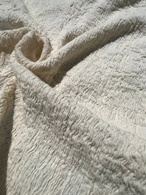 Double Gauze Neutral Stretchy Crinkle Cotton Fabric By 2 Meters, Textured. - Image 1 of 4