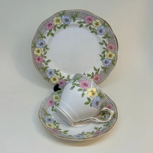 Vintage SALISBURY CHINA 'Stanhope' Tea Set Trio - Picture 1 of 9