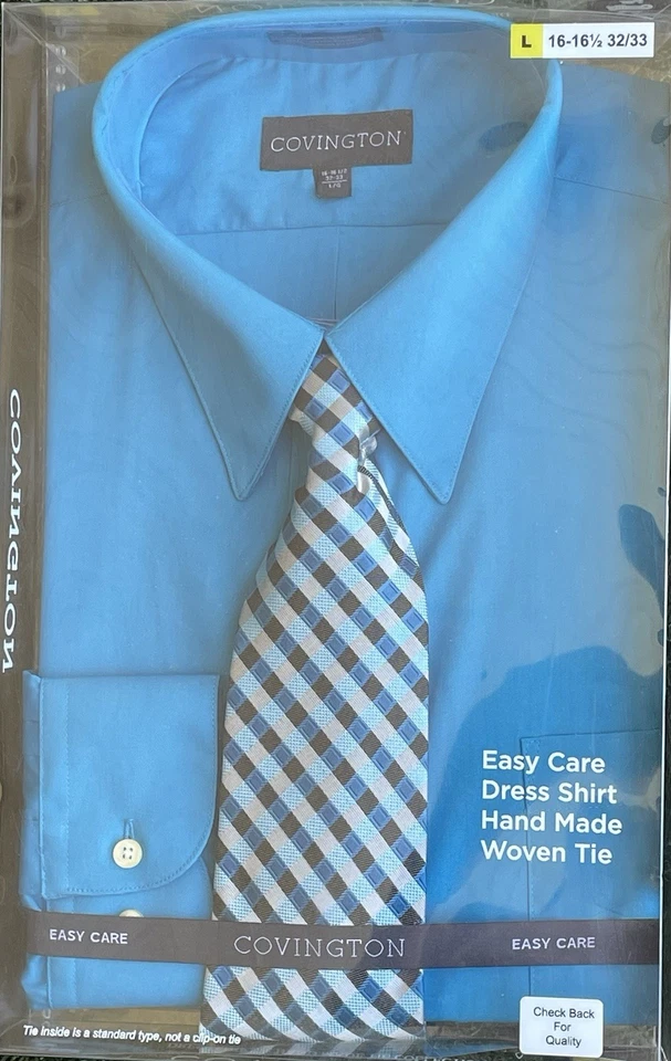 New Men's Cotton Blend Dress Shirt with Tie Large 16-16.5  Size 32-33 Foto 1 de 4