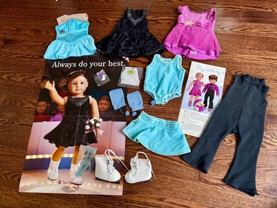 American Girl Mia Figura Patinaje Terciopelo Vestidos Leotardo Patines Calentadores de Piernas Clip+ Foto 1 de 4