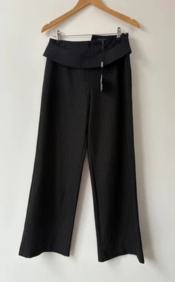 Sarah Pacini Gaberdine Pinstripe Pants Trousers Black  00  UK 6 / 8 - Image 1 of 4