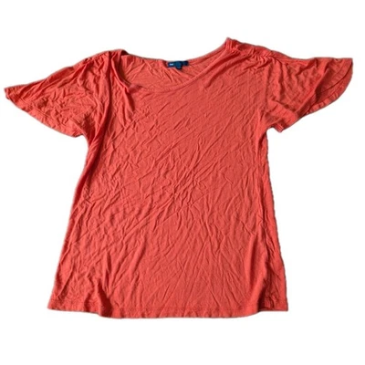 女式间隙 T 恤上衣束腰红色飘逸袖宽松版型二手二手二手二手二手状况完好 — 第 1/4 张图片