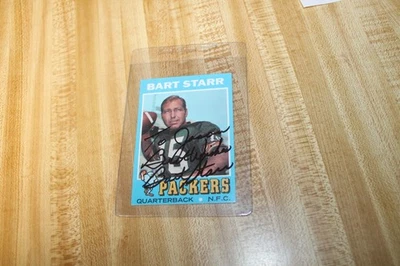 Tarjeta de fútbol americano Bart Starr Green Bay Packers auténtica firmada autógrafa 1971 Topps Foto 1 de 3