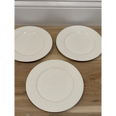 Oneida柳条7.5英寸盘子3件套白色粗瓷洗碗机安全沙拉面包 — 第 1/4 张图片