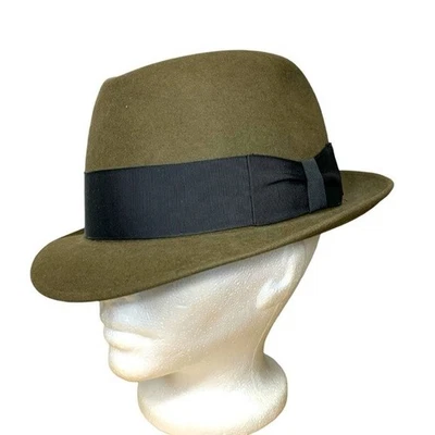 Vintage 50s Dobbs Fifth Avenue Fedora Hat Brown Wool Felt Classic Hipster 56 cm Foto 1 de 4