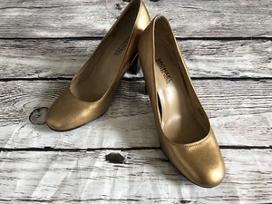 Used Michael Kors Women's Gold Pump Shoes Sz 6.5 GUC High Heels - Picture 1 of 11