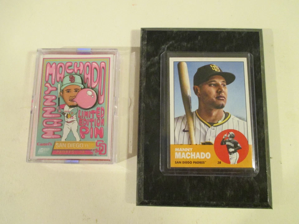 PIN COLECCIONABLE MANNY MACHADO SGA 8/20/24 PLUS MANNY 4 X 6 PLACA DE MÁRMOL NEGRO Foto 1 de 3
