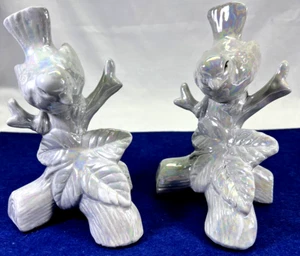 Vintage 60er Jahre irisierende Finken Figuren Porzellan Vögel auf Ast Paar Japan - Bild 1 von 17