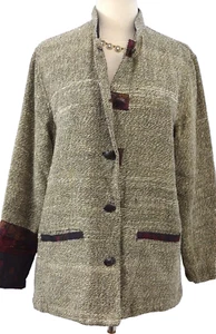 Chicos boucle shabby silk tweedy Blazer Jacket Suit coat Chico SIZE 1 S M VTG - Picture 1 of 6