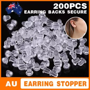 200 rubber earnuts earring nuts findings earring backs clear plastic dewsupplies - Picture 1 of 12