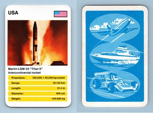 Martin LGM-25 - New Rockets Latest Super Weapons 1980's Waddingtons Trumps Card