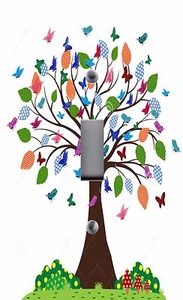Light Switch Plate Outlet Covers HOME DECOR ~ COLORFUL BUTTERFLY TREE - Picture 1 of 26
