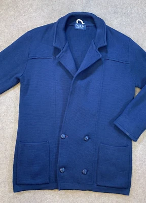 Suéter Damon De Colección Para Hombres M Cárdigan Azul Marino Preppy Doble Pecho Tejido Italiano Foto 1 de 4