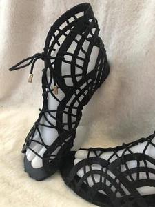Joie Renee Lace Up Sandals Black Size 38/8.5 - Picture 1 of 9