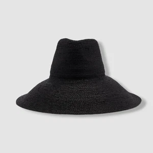 Janessa Leoné Women's Black Straw Wide Brim Packable Tinsley Fedora Hat Size M. - Picture 1 of 3