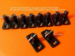 STAYPUTS HORIZONTAL DOUBLE length 9MM POST BLACK x 10 for 2 covers 2 SP4 eyelets - Picture 1 of 8