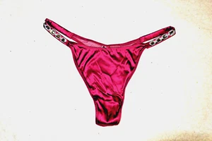 ❤️M DREAM ANGEL Victoria's Secret ❤️ STRETCH-SATIN panties ❤️THONG RHINESTONES - Picture 1 of 6