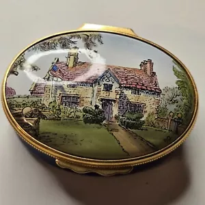 Halcyon Days Enamel Trinket Box Sulgrave Manor George Washington Home - Picture 1 of 5