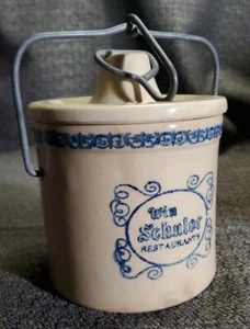 Win Schuler Restaurants Tan/Blue Cheese Crock - Picture 1 of 7