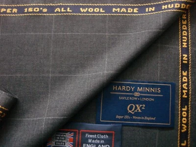 HUDDERSFIELD FINE WORSTED = HARDY MINNIS 100% SUPER 150’s WOOL HARDY MINNIS SUITING FABRIC MADE IN ENGLAND = 3.5 m.