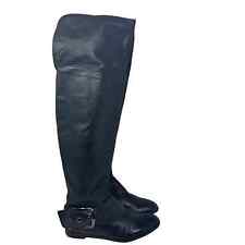 Nine West IRWIN Women's Knee High Black Leather Boots Size 7.5M Side Zipper