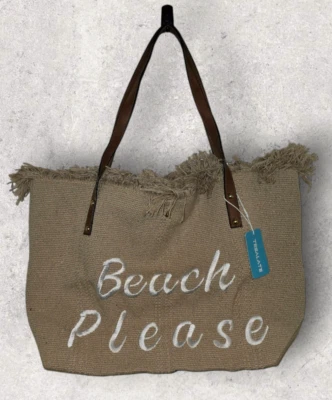 Nuevo con etiquetas Bolso de Mano Tesalate BEACH PLEASE Borla Superior Asas de Cuero Foto 1 de 4