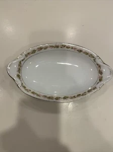 bassett Limoges Austria -Rare Serving Bowl W/ handles & Pink Floral Painting - Picture 1 of 7