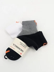 Merrell Cushioned Cotton QUARTER Socks 3 Pairs BLACK/GRAY/WHITE, S/M Mens 5-8.5 - Picture 1 of 5