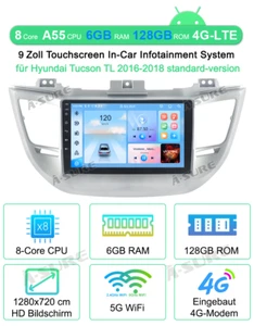 6+128GB Android 14 CarPlay Autoradio GPS Navi BT Für Hyundai Tucson TL 2016-2018 - Bild 1 von 12