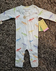 NWT M + A by Monica + Andy Organic Cotton Sleep & Play DINO  Pajama SZ0-3M - Picture 1 of 4