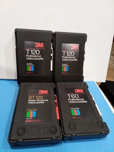 2 3M T120 VHS Cassette Tape Plastic Case Heavy Duty & 2 PLASTIC CASES. VINTAGE  - Picture 1 of 4