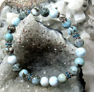 LARIMAR  Edelstein  Armband HANDARBEIT 8mm ca. 19 cm  Nr.16 - Bild 1 von 1