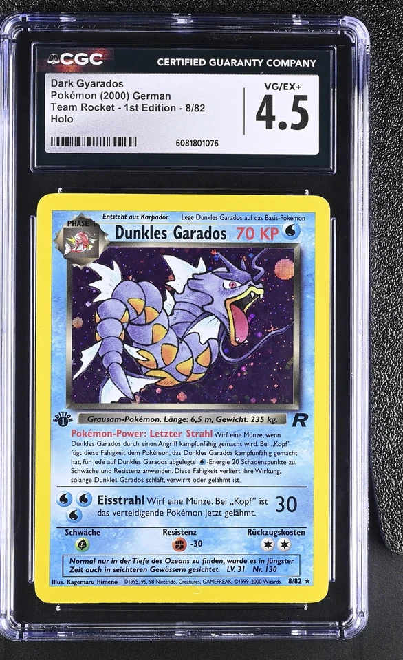 CGC 4.5 German Dark Gyarados Team Rocket 1st Edition 8/82 Holo Pokemon Card - Image 1 of 2