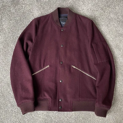 PAUL SMITH Burgundy Bomber Jacket Size XS Wool blend - Image 1 of 4