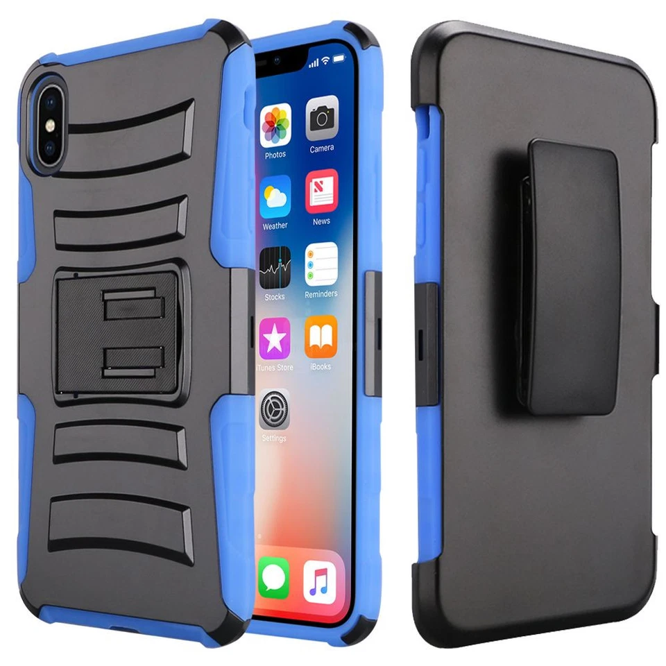GSA Armored Kickstand Hybrid Holster For iPhone XS Max (6.5") - Black/Blue - Image 1 of 1