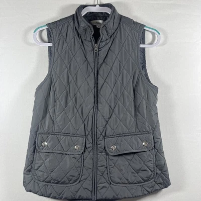 Croft & Barrow Puffer Vest Womens S  Gray Sleeveless Quilted Lightweight - Image 1 of 4