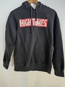 High Times schwarzer Hoodie Sweatshirt Gr. Medium roter Karton Logo 100 Prozent Baumwolle - Bild 1 von 8