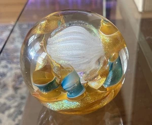 Carmen D'Aquila Art Glass 3.5” Paperweight Dichroic Gold -Signed & Numbered 927 - Picture 1 of 11