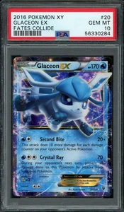 2016 Pokemon Fates Collide Glaceon EX #20 PSA 10 GEM MINT - Picture 1 of 2