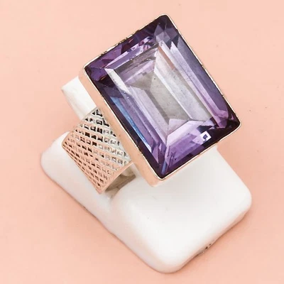 Joyería de plata hecha a mano con piedras preciosas de amatista "6,5" Foto 1 de 4