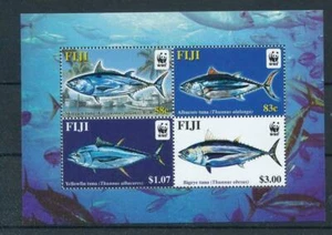 FIJI, SC 1006 & 1006a, 2004 Tuna souvenir sheet (both varieties) MNH. CV $17 - Picture 1 of 2