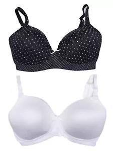 ex Mothercare White and Spotty Black Pregnancy T-Shirt Bras 32B - 40E rrp £30 - Picture 1 of 10