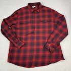 Sonoma Men's XL 100% Cotton Long Sleeve Plaid Flannel Work Shirt Red Blue