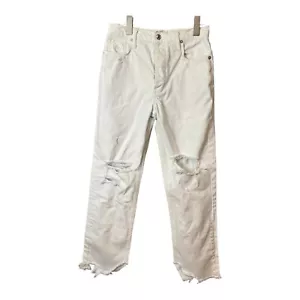 Free People We the Free Boyfriend Jeans. Button Fly. Distressed. White. Size 25 - Picture 1 of 12