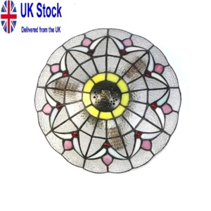 (06) 10 Inch (26cm) Tiffany Style Ceiling Light Stained Glass Ceiling Lamp - Picture 1 of 6