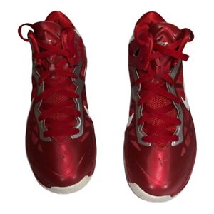 Nike Women 6.5 Zoom Hyperchaos Gym Red White Metallic Silver Basketball Shoes