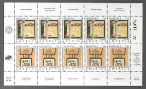 Venezuela: 1992; Scott 1476, sheet of 5 pairs + FDC circulated, UPAEP. EBV215 - Picture 1 of 3