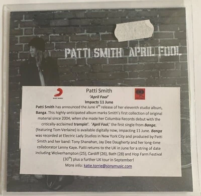 scarce  PATTI SMITH ~ April Fool ~ UK  VERSION ~ 2012 PROMO CD ~ Free Shipping Foto 1 de 3