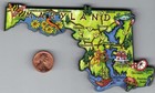 MARYLAND   ARTWOOD STATE MAP JUMBO MAGNET  BALTIMORE  OCEAN CITY  ANNAPOLIS