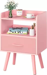Night Stand with Fabric Drawer, Modern Nightstand, Bedside Tables, Mid Century N - Picture 1 of 12
